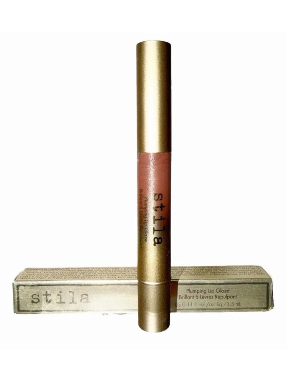 Stila Plumping Lip Glaze Maple Lip Gloss Lip Plumper High Shine Finish 0.11oz FS